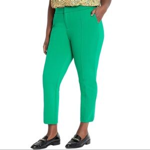 Eloquii Vibrant Green Stretch Slim Pants